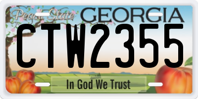 GA license plate CTW2355