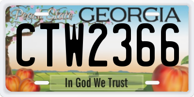 GA license plate CTW2366