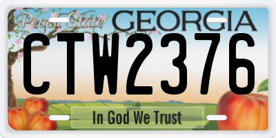 GA license plate CTW2376