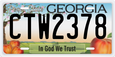 GA license plate CTW2378