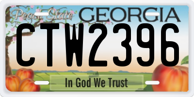 GA license plate CTW2396