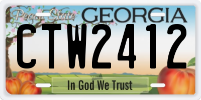 GA license plate CTW2412