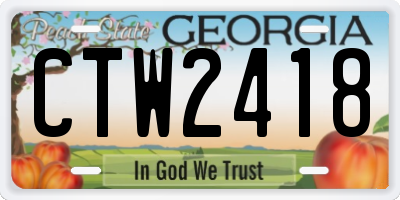 GA license plate CTW2418
