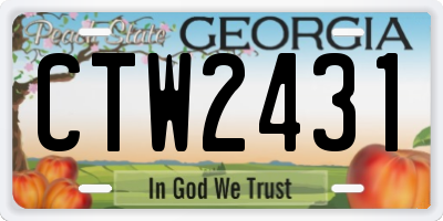 GA license plate CTW2431