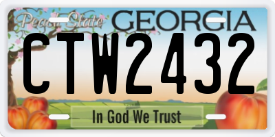 GA license plate CTW2432