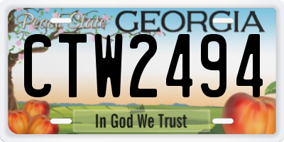 GA license plate CTW2494