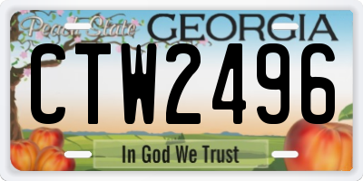 GA license plate CTW2496