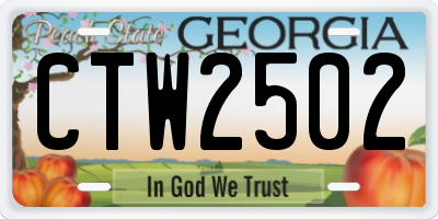 GA license plate CTW2502