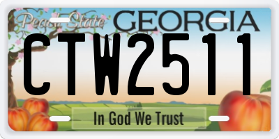 GA license plate CTW2511