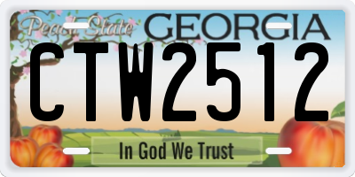 GA license plate CTW2512