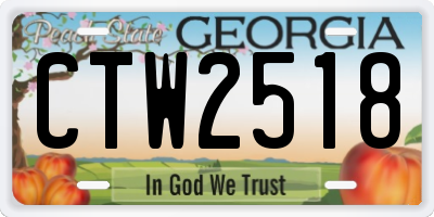 GA license plate CTW2518