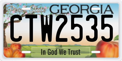 GA license plate CTW2535