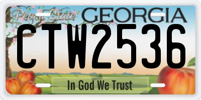 GA license plate CTW2536