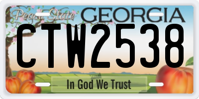GA license plate CTW2538