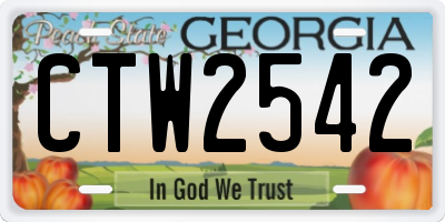 GA license plate CTW2542