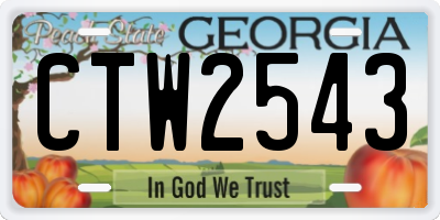 GA license plate CTW2543
