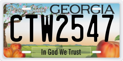 GA license plate CTW2547