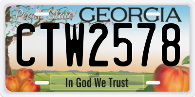 GA license plate CTW2578