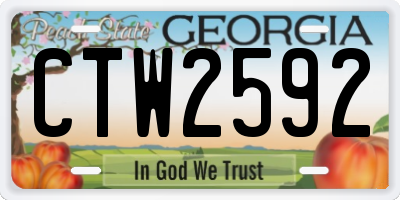 GA license plate CTW2592