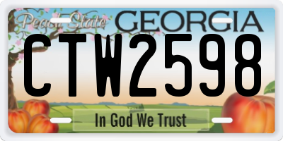 GA license plate CTW2598
