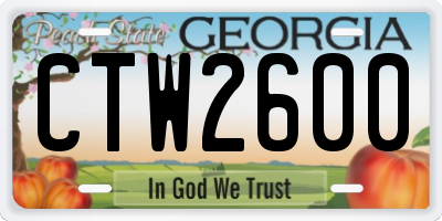 GA license plate CTW2600