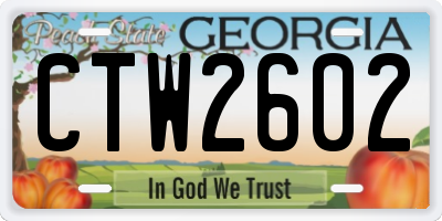 GA license plate CTW2602