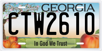 GA license plate CTW2610