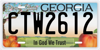 GA license plate CTW2612