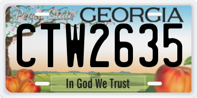 GA license plate CTW2635