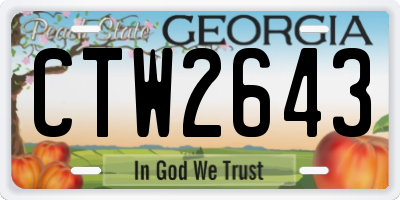 GA license plate CTW2643