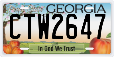 GA license plate CTW2647