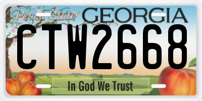 GA license plate CTW2668