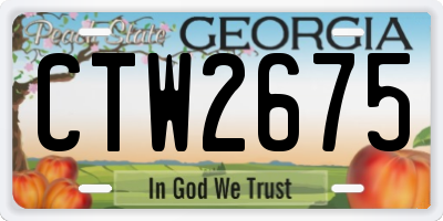 GA license plate CTW2675