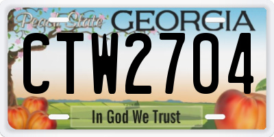 GA license plate CTW2704
