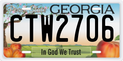 GA license plate CTW2706