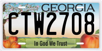GA license plate CTW2708