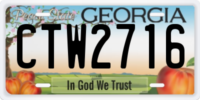 GA license plate CTW2716