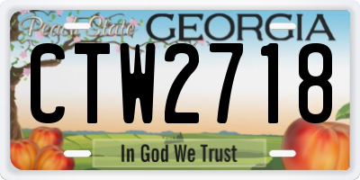 GA license plate CTW2718