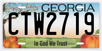 GA license plate CTW2719