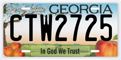 GA license plate CTW2725