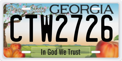 GA license plate CTW2726