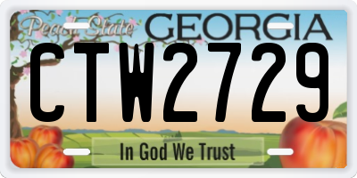 GA license plate CTW2729