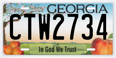 GA license plate CTW2734