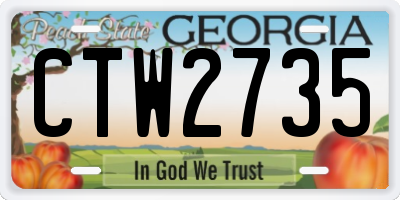 GA license plate CTW2735