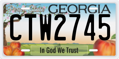 GA license plate CTW2745