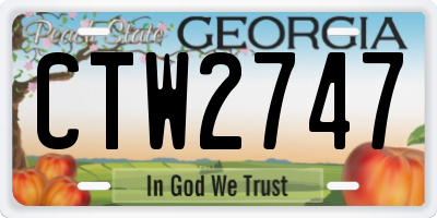 GA license plate CTW2747