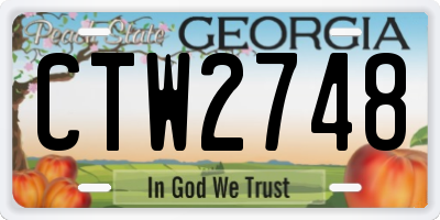 GA license plate CTW2748