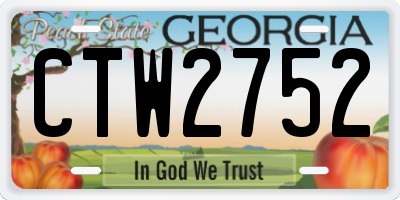 GA license plate CTW2752
