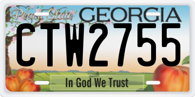 GA license plate CTW2755