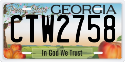 GA license plate CTW2758